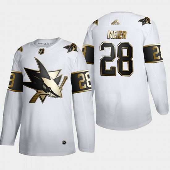 San Jose Sharks Timo Meier 28 Adidas 2019-20 Authentic Golden Edition White NHL Jersey