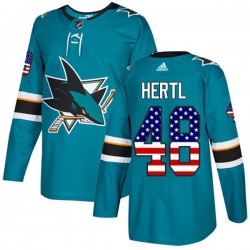 San Jose Sharks Tomas Hertl 48 2017-18 Adidas Teal USA Flag Fashion NHL Jersey Authentic