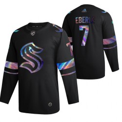 Seattle Kraken Jordan Eberle 7 2021-22 Iridescent Holographic Black NHL Jersey Authentic