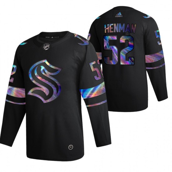 Seattle Kraken Luke Henman 52 2021-22 Iridescent Holographic Black NHL Jersey Authentic