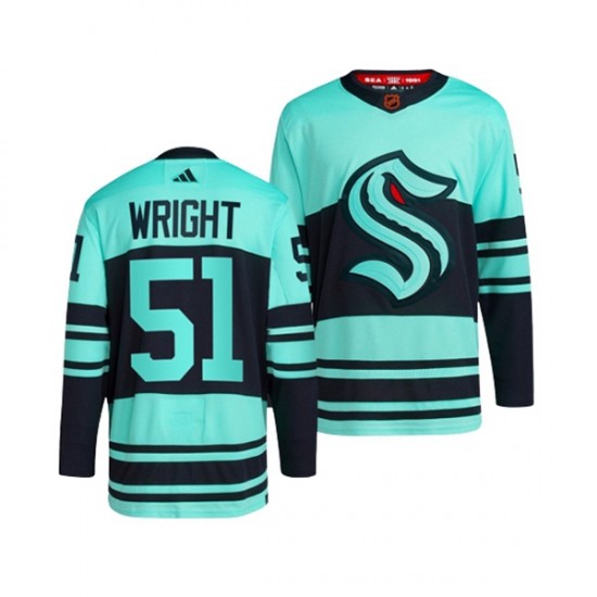 Seattle Kraken SHANE WRIGHT 51Adidas 2022-2023 Reverse Retro Blue NHL Jersey Authentic