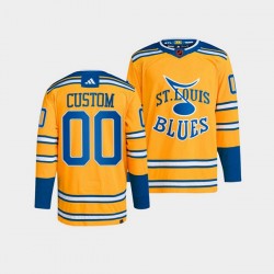 St. Louis Blues Custom Adidas 2022-2023 Reverse Retro Yellow NHL Jersey Authentic