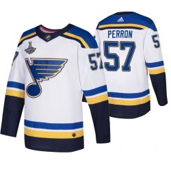St. Louis Blues David Perron 57 Adidas 2019 Stanley Cup Champions Authentic White NHL Jersey