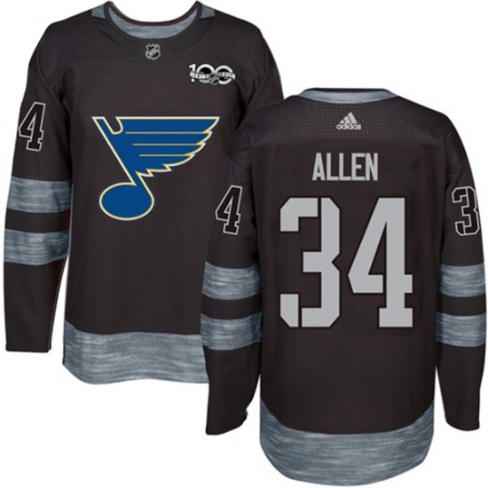 St. Louis Blues Jake Allen 34 1917-2017 100th Anniversary Adidas Black NHL Jersey Authentic