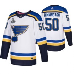 St. Louis Blues Jordan Binnington 50 Adidas 2019 Stanley Cup Champions Authentic White NHL Jersey
