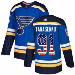 St. Louis Blues Vladimir Tarasenko 91 2017-18 Adidas Blue USA Flag Fashion NHL Jersey Authentic