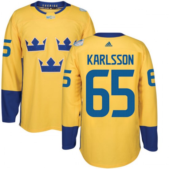 Sweden Erik Karlsson 65 World Cup Of Hockey 2016 Yellow Premier NHL Jersey