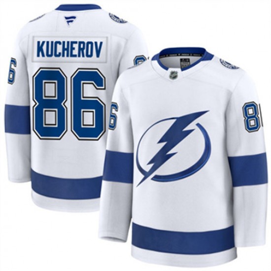 Tampa Bay Lightning Nikita Kucherov 86 Fanatics 2024-2025 Away White NHL Jersey Authentic