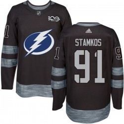 Tampa Bay Lightning Steven Stamkos 91 1917-2017 100th Anniversary Adidas Black NHL Jersey Authentic