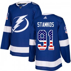 Tampa Bay Lightning Steven Stamkos 91 2017-18 Adidas Blue USA Flag Fashion NHL Jersey Authentic