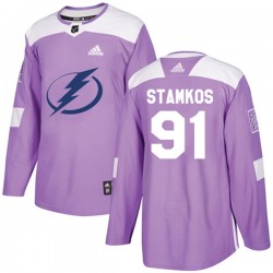 Tampa Bay Lightning Steven Stamkos 91 2017-18 Adidas Purple Fights Cancer Practice NHL Jersey Authentic