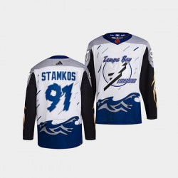 Tampa Bay Lightning Steven Stamkos 91 Adidas 2022 Reverse Retro White NHL Jersey Authentic