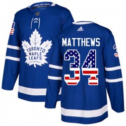 Toronto Maple Leafs Auston Matthews 34 2017-18 Adidas Blue USA Flag Fashion NHL Jersey Authentic