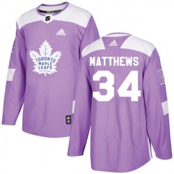 Toronto Maple Leafs Auston Matthews 34 2017-18 Adidas Purple Fights Cancer Practice NHL Jersey Authentic