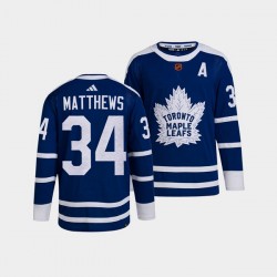 Toronto Maple Leafs Auston Matthews 34 Adidas 2022 Reverse Retro Blue NHL Jersey Authentic