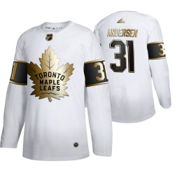 Toronto Maple Leafs Frederik Andersen 31 Adidas 2019-20 Authentic Golden Edition White NHL Jersey
