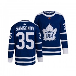 Toronto Maple Leafs ILYA SAMSONOV 35 Adidas 2022 Reverse Retro Blue NHL Jersey Authentic