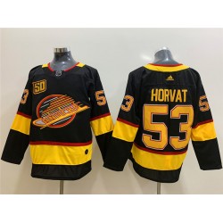 Vancouver Canucks Bo Horvat 53 Flying Skate 50th Anniversary Adidas 2019-20 Authentic Black NHL Jersey