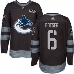 Vancouver Canucks Brock Boeser 6 1917-2017 100th Anniversary Adidas Black NHL Jersey Authentic