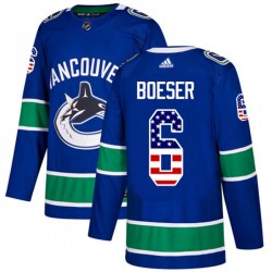 Vancouver Canucks Brock Boeser 6 2017-18 Adidas Blue USA Flag Fashion NHL Jersey Authentic