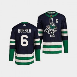 Vancouver Canucks Brock Boeser 6 Adidas 2022 Reverse Retro Navy NHL Jersey Authentic
