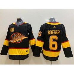 Vancouver Canucks Brock Boeser 6 Flying Skate 50th Anniversary Adidas 2019-20 Authentic Black NHL Jersey