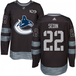 Vancouver Canucks Daniel Sedin 22 1917-2017 100th Anniversary Adidas Black NHL Jersey Authentic