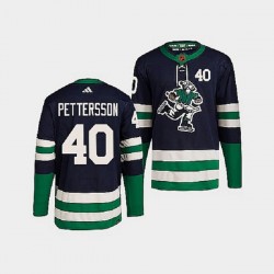 Vancouver Canucks Elias Pettersson 40 Adidas 2022 Reverse Retro Navy NHL Jersey Authentic