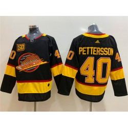 Vancouver Canucks Elias Pettersson 40 Flying Skate 50th Anniversary Adidas 2019-20 Authentic Black NHL Jersey