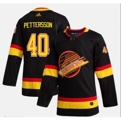 Vancouver Canucks Elias Pettersson 40 Flying Skate Adidas 2019-20 Authentic Black NHL Jersey