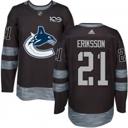 Vancouver Canucks Loui Eriksson 21 1917-2017 100th Anniversary Adidas Black NHL Jersey Authentic