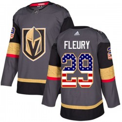 Vegas Golden Knights Marc-Andre Fleury 29 2017-18 Adidas Gray USA Flag Fashion NHL Jersey Authentic