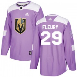 Vegas Golden Knights Marc-Andre Fleury 29 2017-18 Adidas Purple Fights Cancer Practice NHL Jersey Authentic