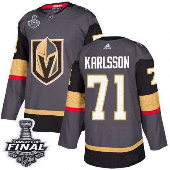 Vegas Golden Knights William Karlsson 71 Gray 2018 Stanley Cup Final Patch Adidas NHL Jersey