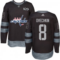 Washington Capitals Alex Ovechkin 8 1917-2017 100th Anniversary Adidas Black NHL Jersey Authentic