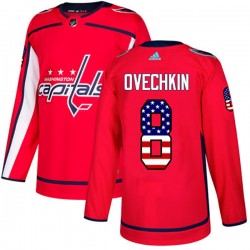 Washington Capitals Alex Ovechkin 8 2017-18 Adidas Red USA Flag Fashion NHL Jersey Authentic