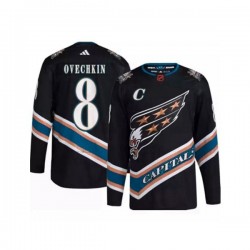 Washington Capitals Alex Ovechkin 8 Adidas 2022-2023 Reverse Retro Black NHL Jersey Authentic