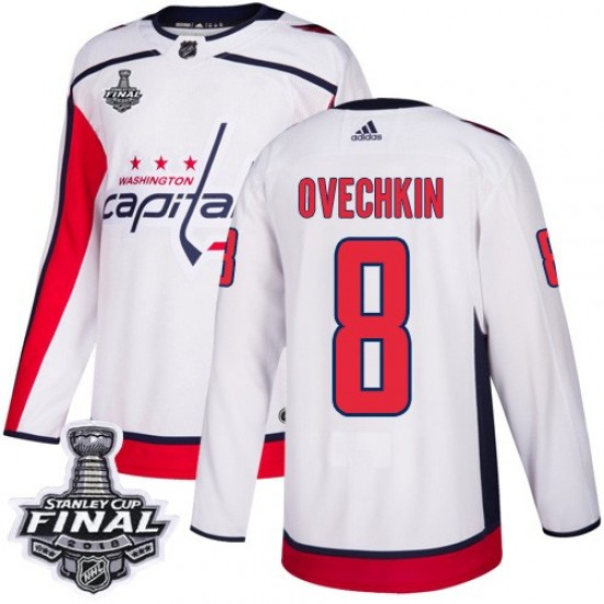 Washington Capitals Alex Ovechkin 8 White 2018 Stanley Cup Final Patch Adidas NHL Jersey