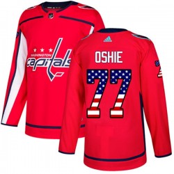 Washington Capitals T.J. Oshie 77 2017-18 Adidas Red USA Flag Fashion NHL Jersey Authentic
