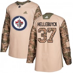 Winnipeg Jets Connor Hellebuyck 37 2017-18 Adidas Camo Veterans Day Practice NHL Jersey Authentic