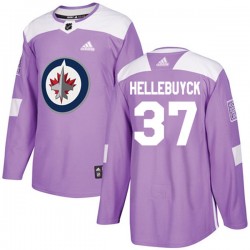 Winnipeg Jets Connor Hellebuyck 37 2017-18 Adidas Purple Fights Cancer Practice NHL Jersey Authentic