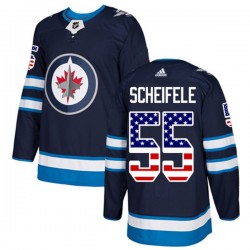 Winnipeg Jets Mark Scheifele 55 2017-18 Adidas Navy USA Flag Fashion NHL Jersey Authentic