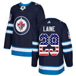 Winnipeg Jets Patrik Laine 29 2017-18 Adidas Navy USA Flag Fashion NHL Jersey Authentic