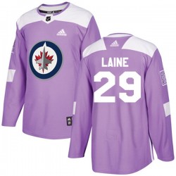Winnipeg Jets Patrik Laine 29 2017-18 Adidas Purple Fights Cancer Practice NHL Jersey Authentic